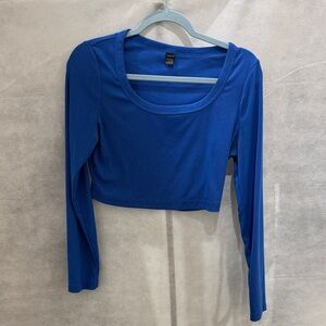 SHEIN Royal Blue Long Sleeve Crop Top
